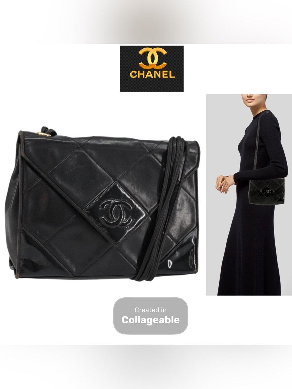 👜 CHANEL Black Quilted Lambskin Shoulder Bag CC Authentic Luxury Made in Italy